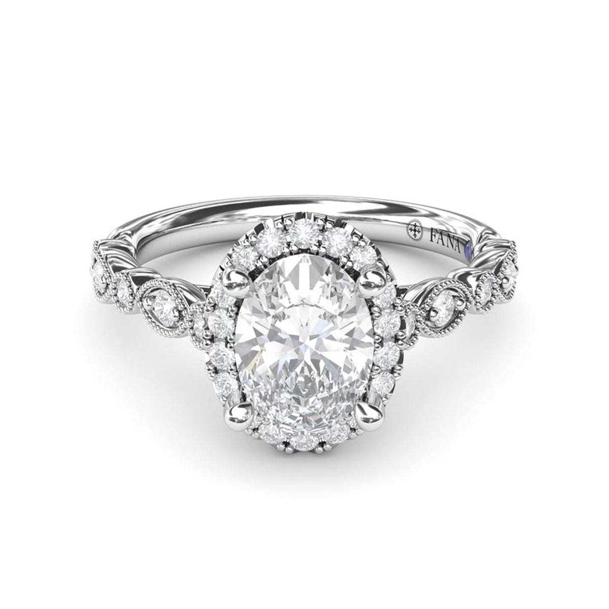 14Kt White Gold Halo Engagement Ring Mounting With 0.29cttw Natural Diamonds