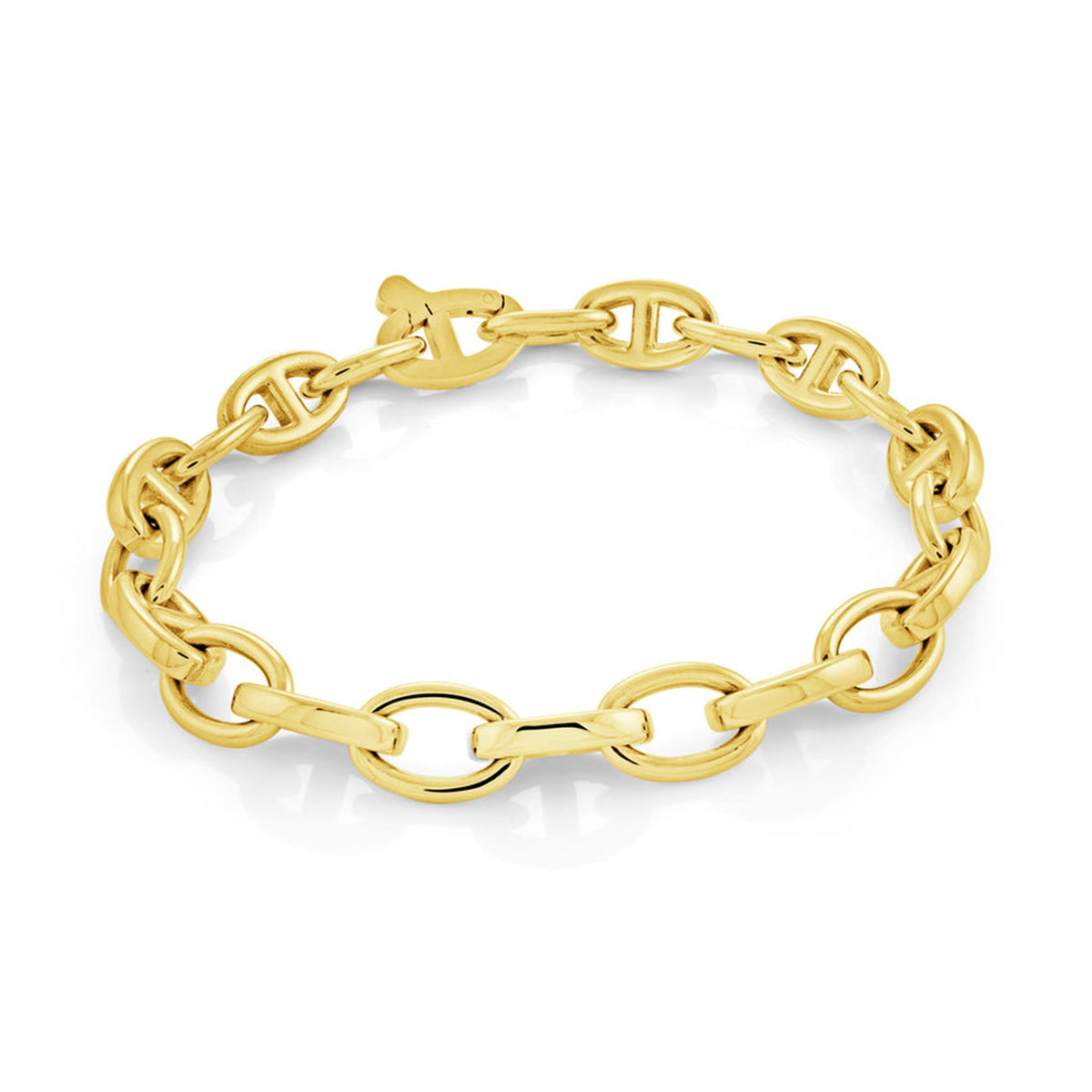 Italgem Stainless Steel Gold IP Plated Mariner Link Bracelet