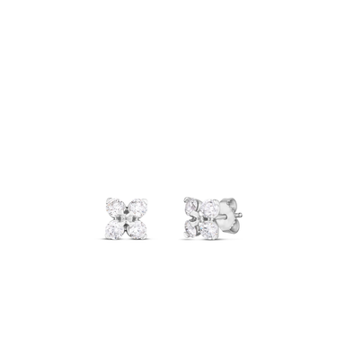 Roberto Coin 18Kt White Gold Love in Verona 0.54cttw Round Natural Diamond Flower Stud Earrings
