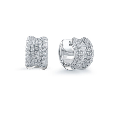 Miss Mimi Sterling Silver Small Huggie Earrings With Pave' Set Cubic Zirconia