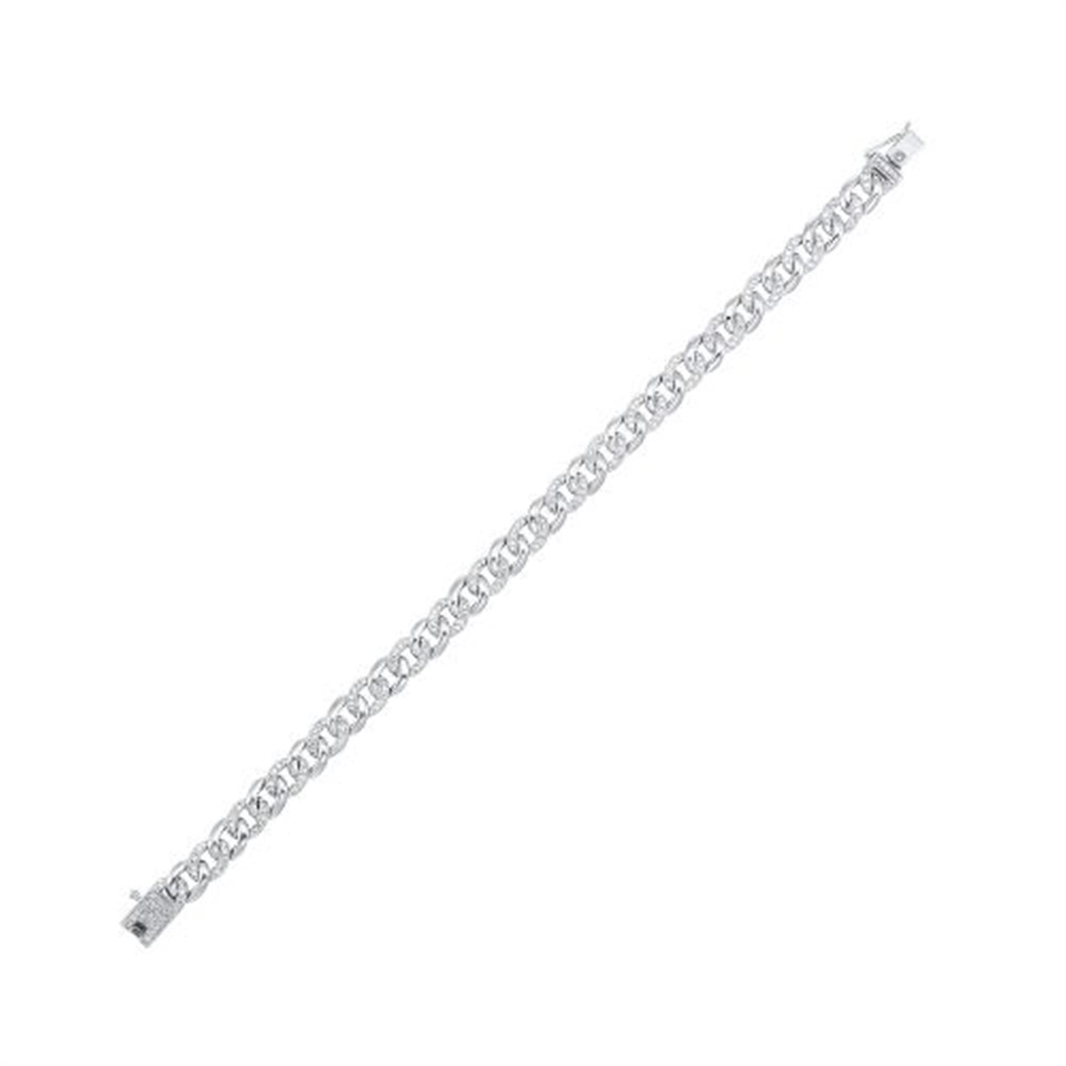 14Kt White Gold Miami Cuban Bracelet With 1.50cttw Natural Diamonds