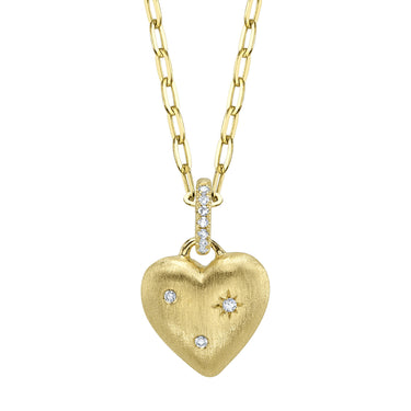 Shy Creation 14Kt Yellow Gold 0.04cttw Diamond Matte Star Heart Pendant
