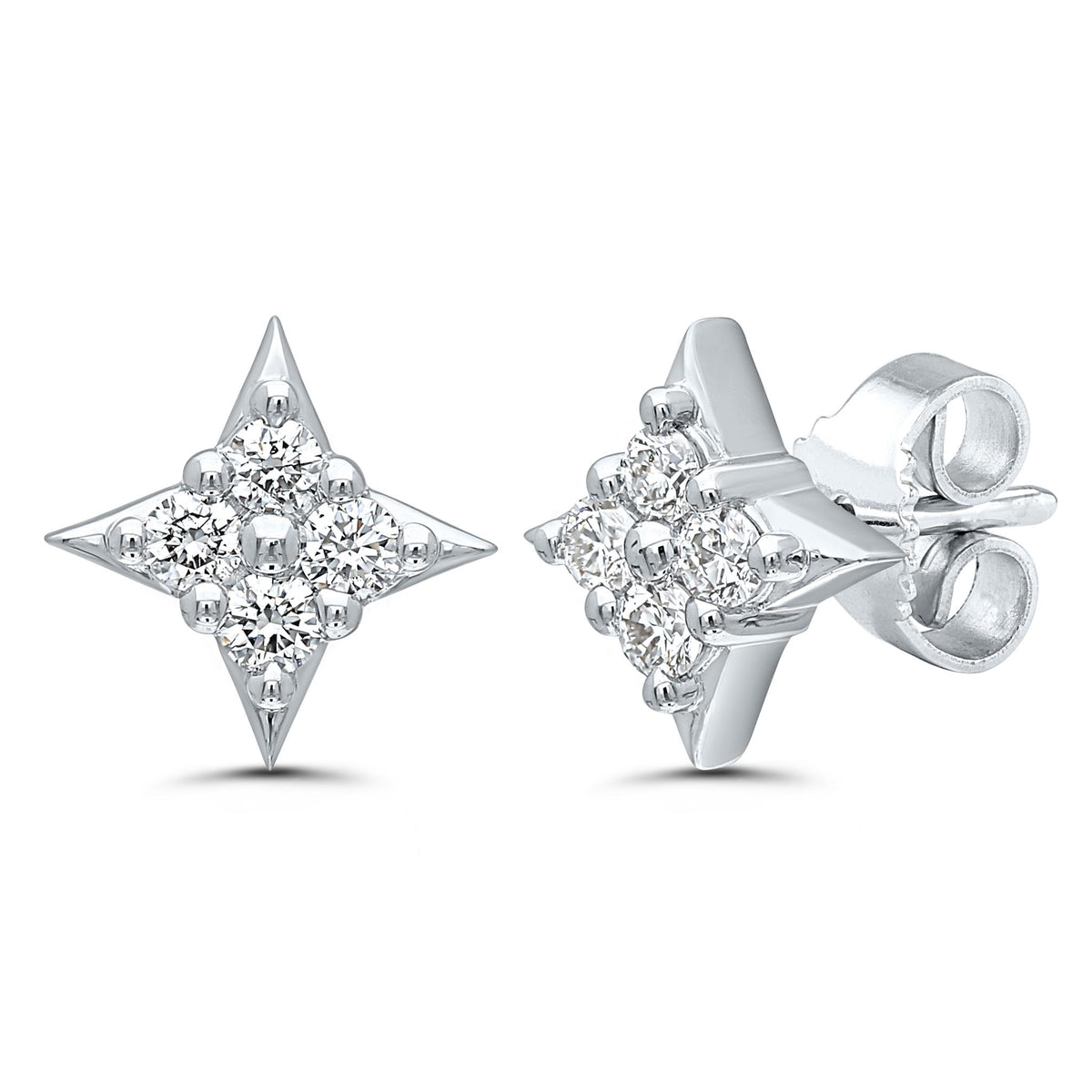 Star Of Hope 14K White Gold Earrings with.25cttw Natural Diamonds