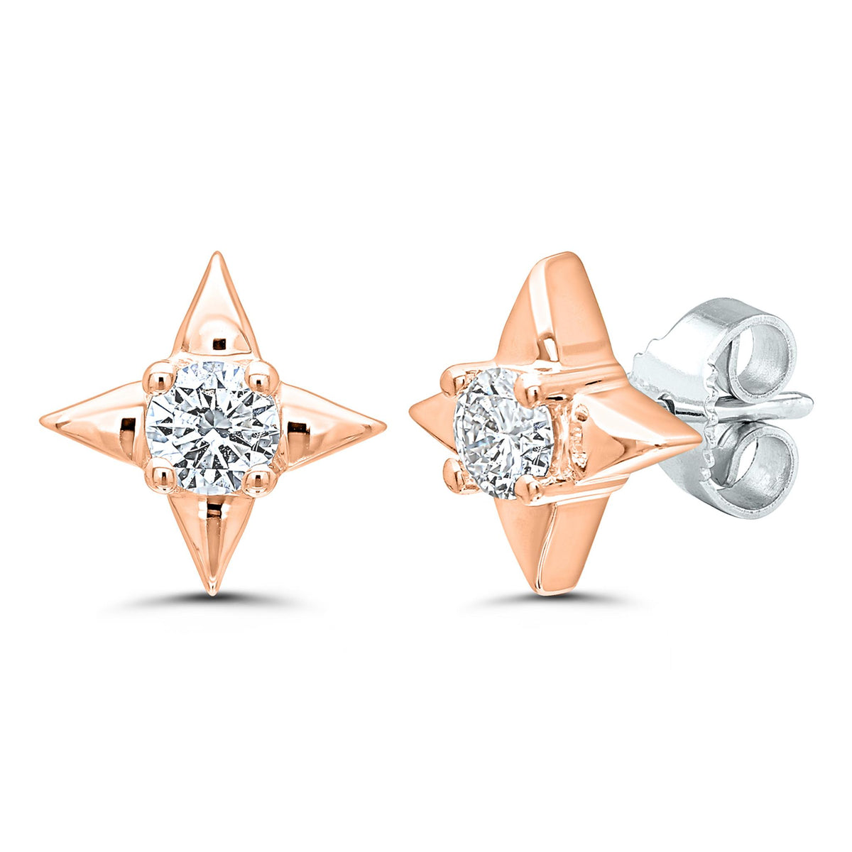 Star Of Hope 14Kt Rose Gold Stud Earrings With .25cttw Natural Diamonds