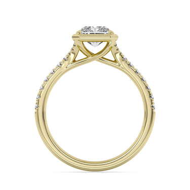 Centurion Collection 14Kt Yellow Gold Split-Shank Faux Bezel Engagement Ring with 2ct 100-Faceted Lab-Grown Radiant Center Diamond and 0.27cttw Accent Diamonds