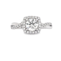 14Kt White Gold Royal Halo Engagement Ring Mounting With 0.22cttw Natural Diamonds
