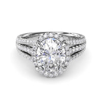 14Kt White Gold Split Shank Engagement Ring Mounting With 0.71cttw Natural Diamonds