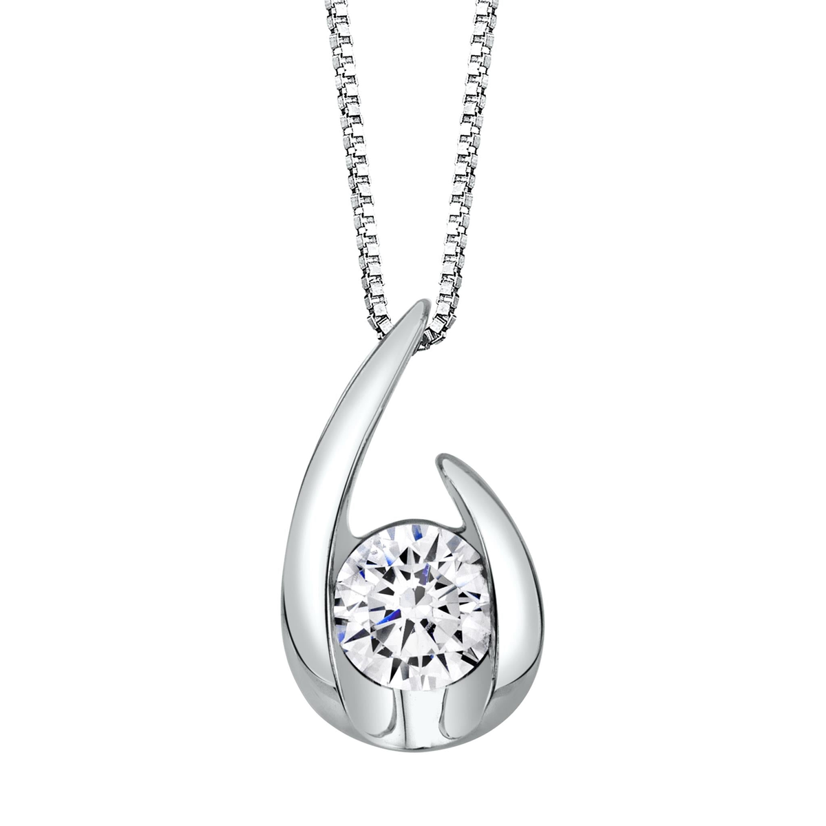 10Kt White Gold Solitaire Pendant 0.20cttw Natural Diamonds