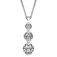 Past, Present, Future 3-Stone Pendant in 14kt White Gold with 3.50cttw Round Diamonds (I Color - SI2 Clarity) on 18" Box Chain