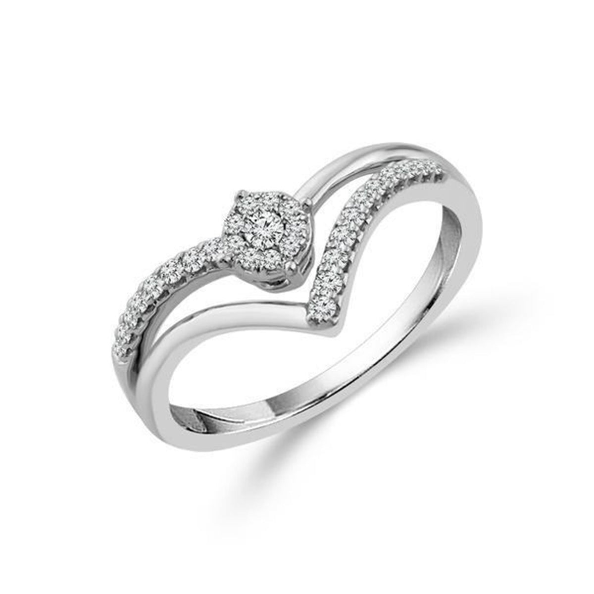 10Kt White Gold Contemporary Fashion Ring With 0.20cttw Natural Diamonds