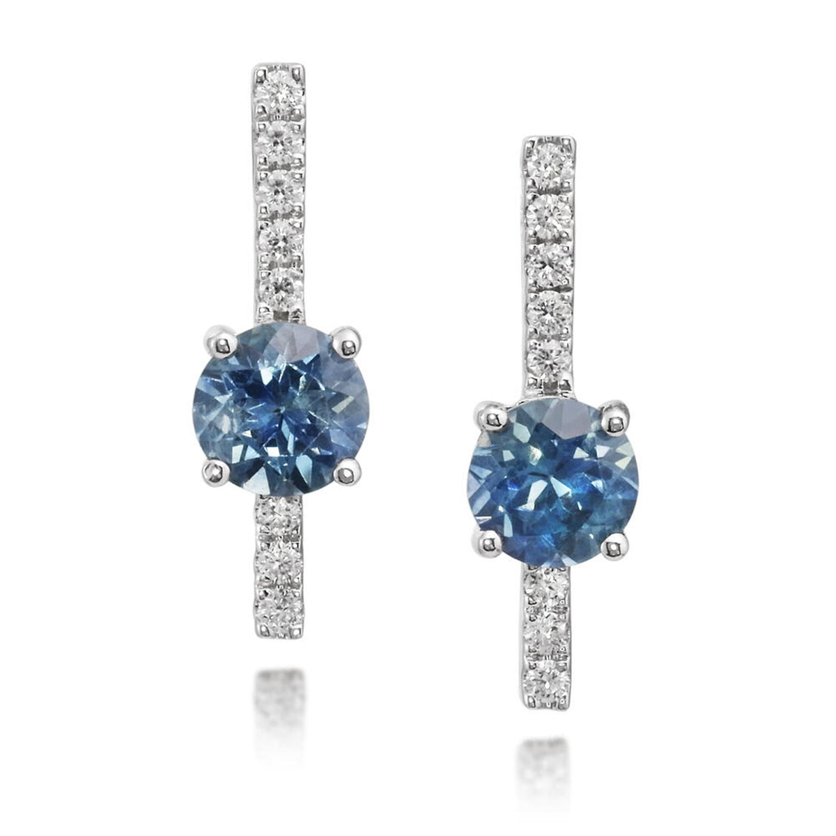 14Kt White Gold Drop Earrings Gemstone Earrings With 1.18ct Sapphires