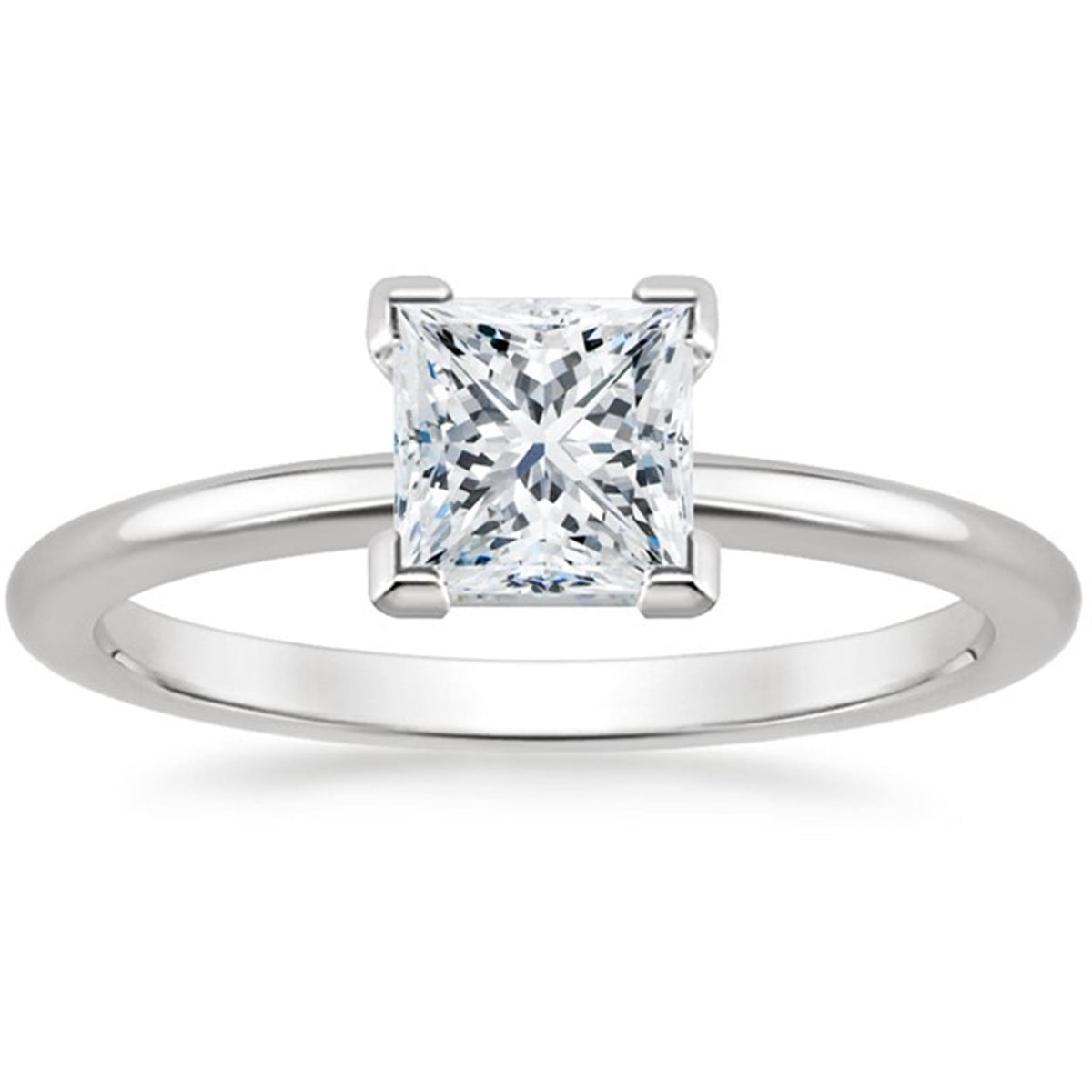 14Kt White Gold Solitaire Ring With 0.27ct Princess Natural Center Diamond