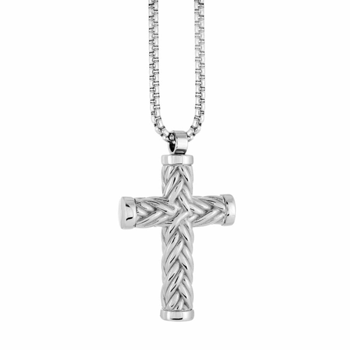 Italgem Steel Weave Cross Necklace