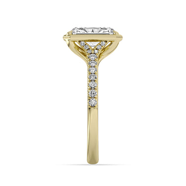 Centurion Collection 14Kt Yellow Gold Split-Shank Faux Bezel Engagement Ring with 2ct 100-Faceted Lab-Grown Radiant Center Diamond and 0.27cttw Accent Diamonds