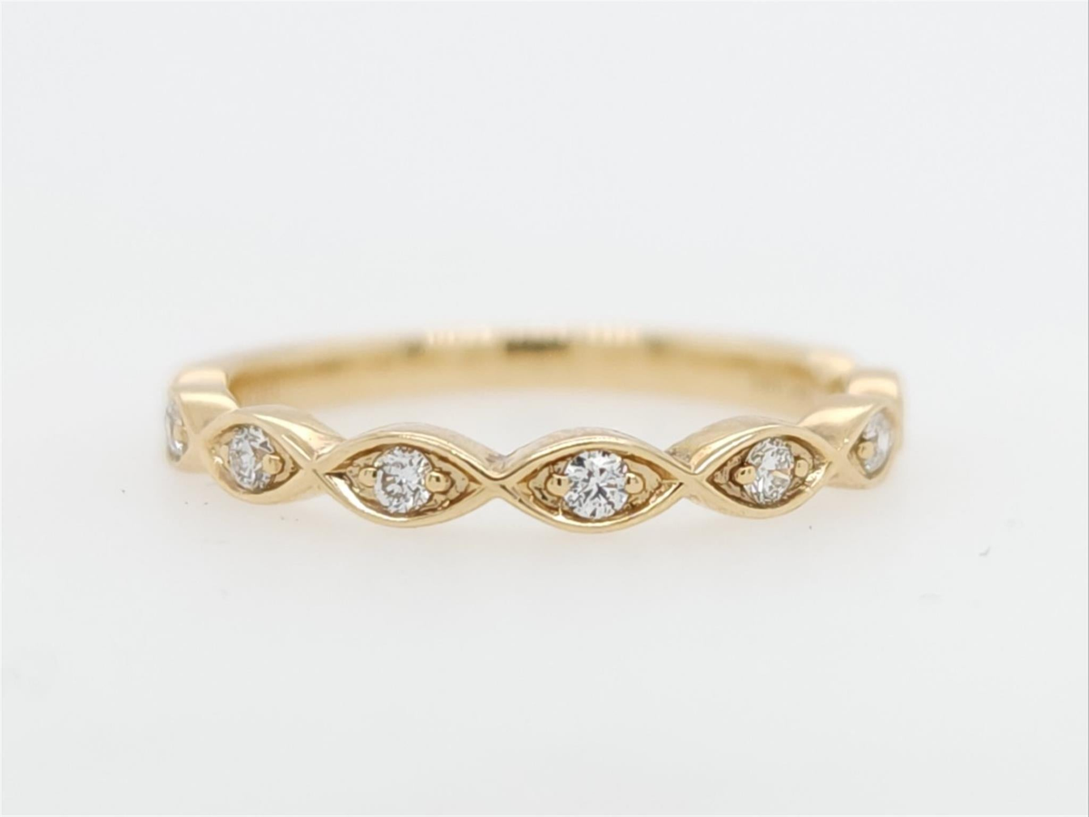 14Kt Yellow Gold Stackable Wedding Ring With 0.13cttw Natural Diamonds