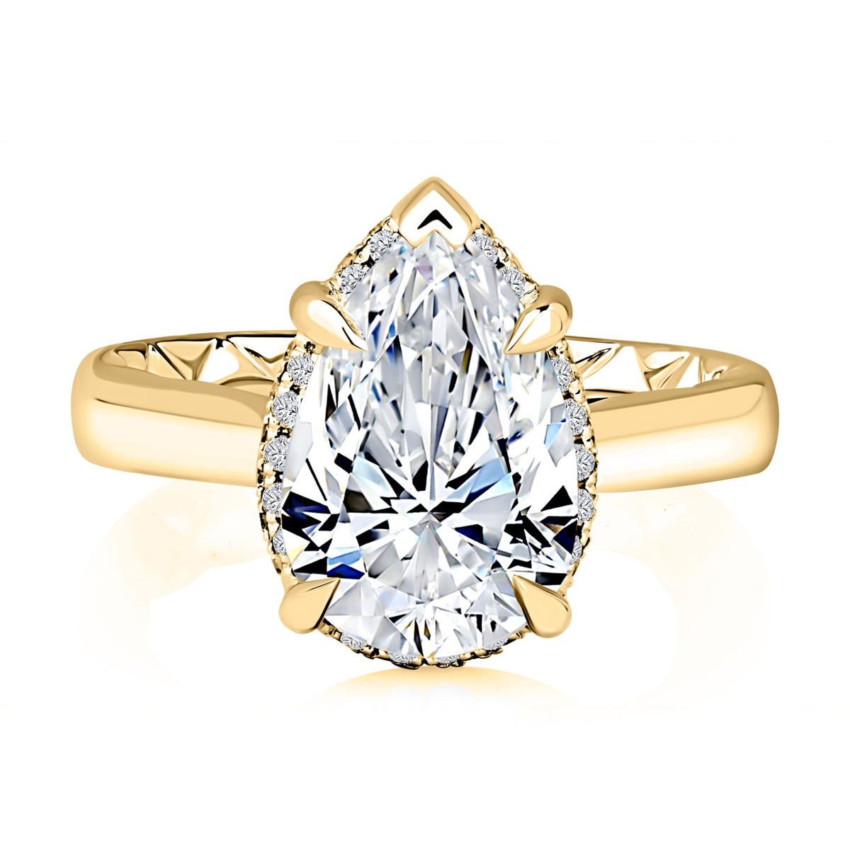 A. Jaffe Pear-Shaped Center Stone Hidden Halo Engagement Ring