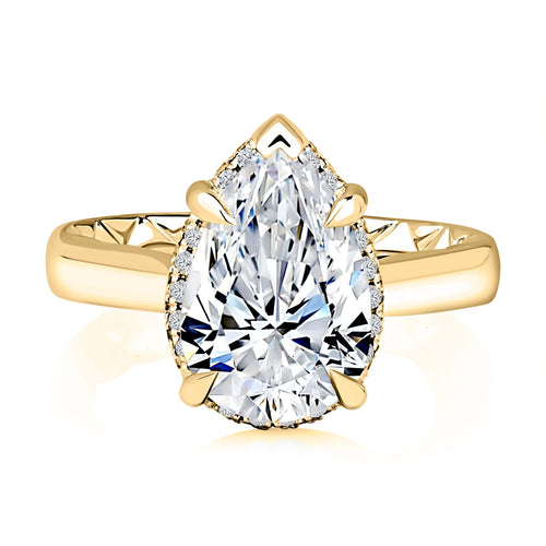 A. Jaffe Pear-Shaped Center Stone Hidden Halo Engagement Ring