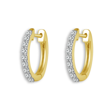 14Kt Yellow Gold Everyday Hoop Earrings With .17cttw Natural Diamonds