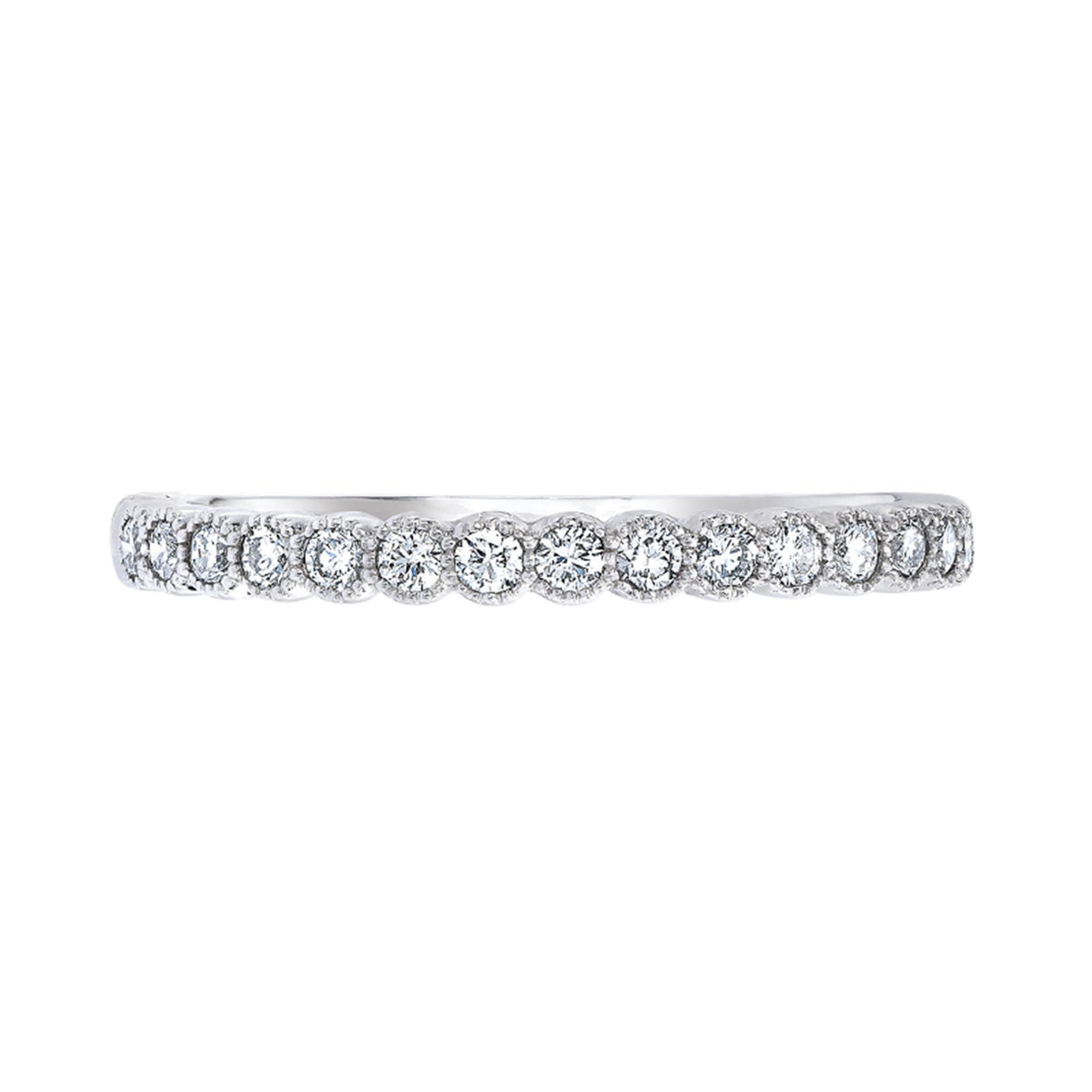 14Kt White Gold Vintage Inspired Wedding Ring With 0.85cttw Natural Diamonds