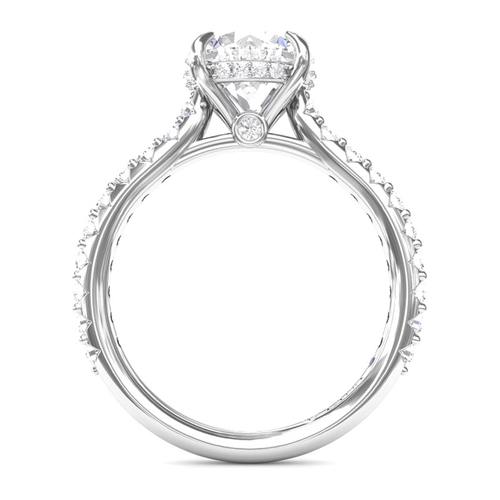 14Kt White Gold Classic Prong Engagement Ring Mounting With 0.47cttw Natural Diamonds