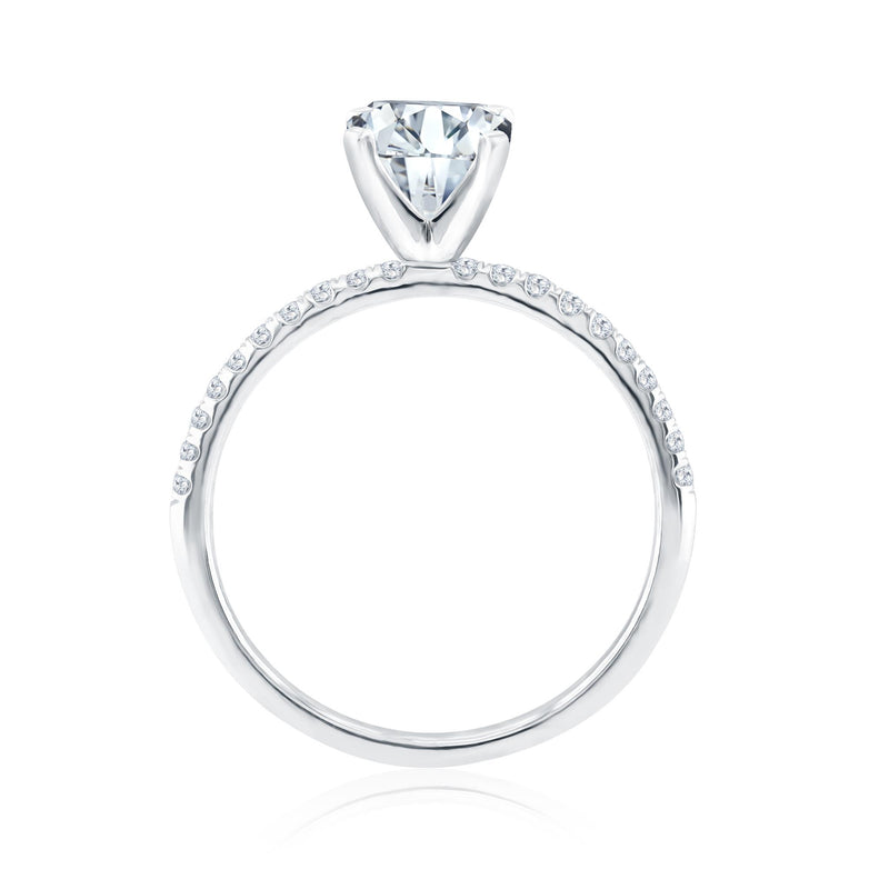 14Kt White Gold Classic Prong Engagement Ring Mounting With 0.20cttw Natural Diamonds