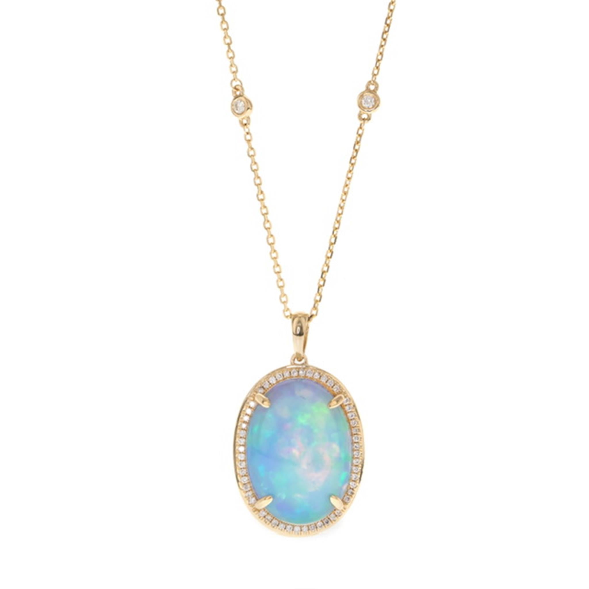 Sloane Street 18k Yellow Gold Ethiopian Opal & Diamond Necklace- SS-P0 –  Moyer Fine Jewelers