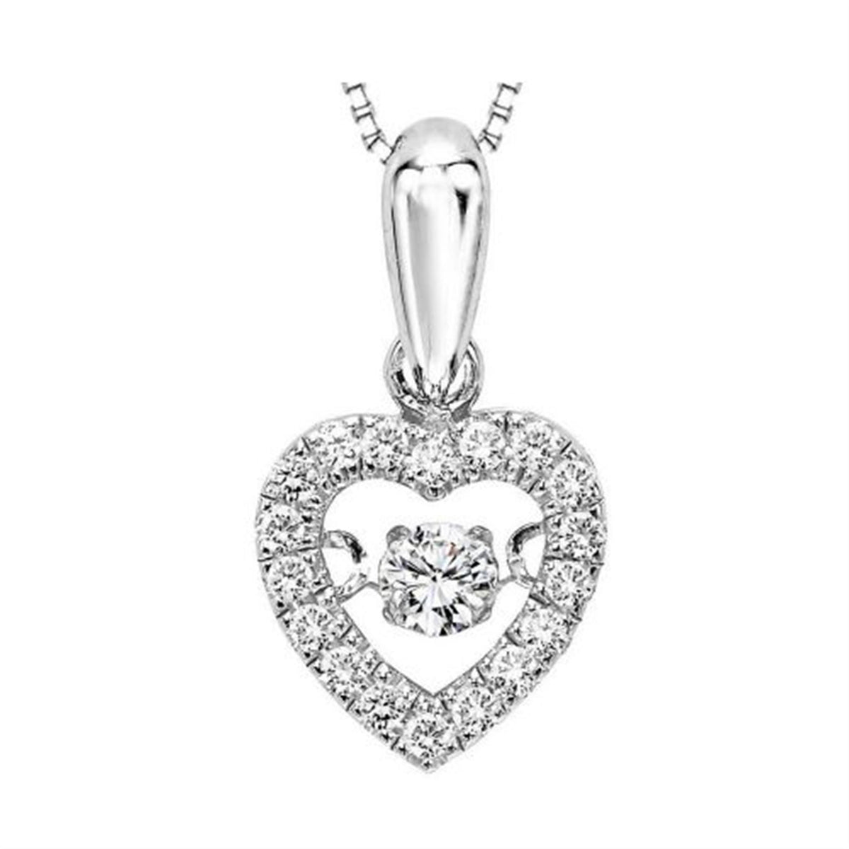 Rhythm Of Love 10Kt White Gold Heart Pendant With .20cttw Natural Diamonds