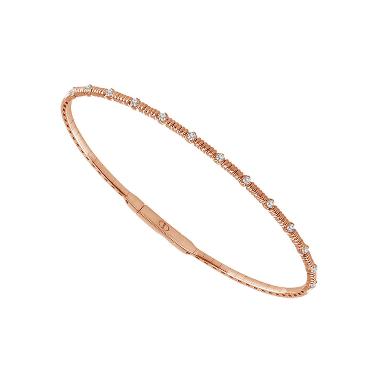 14Kt Rose Gold Flex Bangle Bracelet with 0.20cttw Natural Diamonds