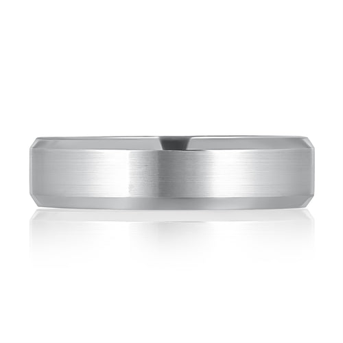 A. Jaffe 7mm Expandable Satin High Polish Beveled Edges Men's Band in 14K White Gold