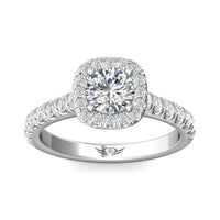 14Kt White Gold Halo Engagement Ring With 0.80ct Natural Center Diamond