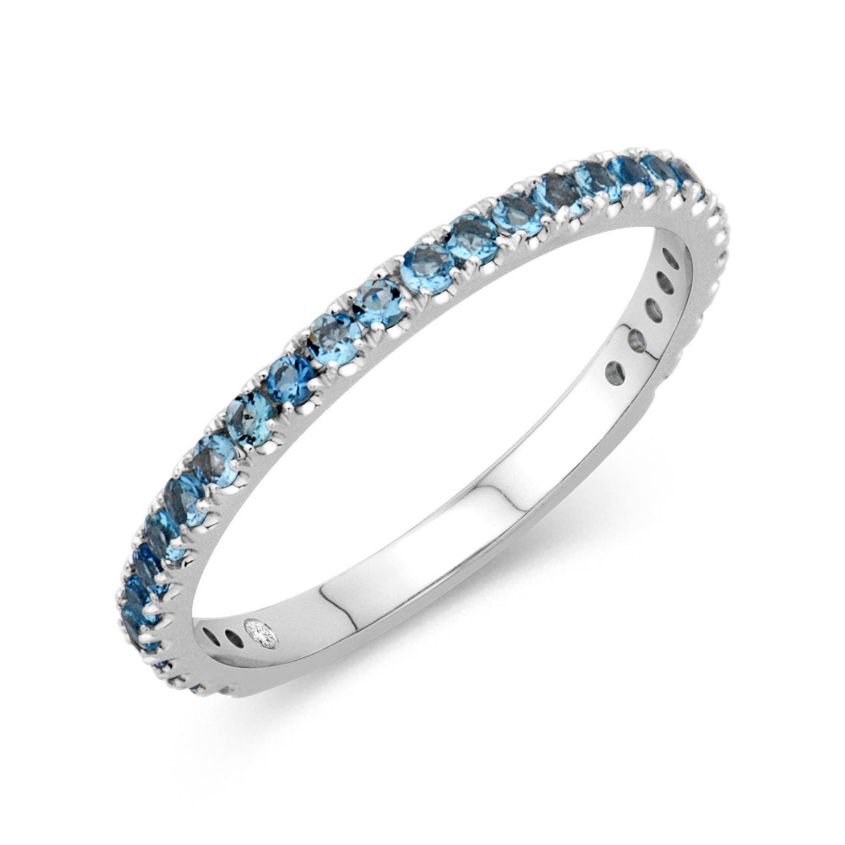 14Kt White Gold Stackable Gemstone Ring With Blue Topaz