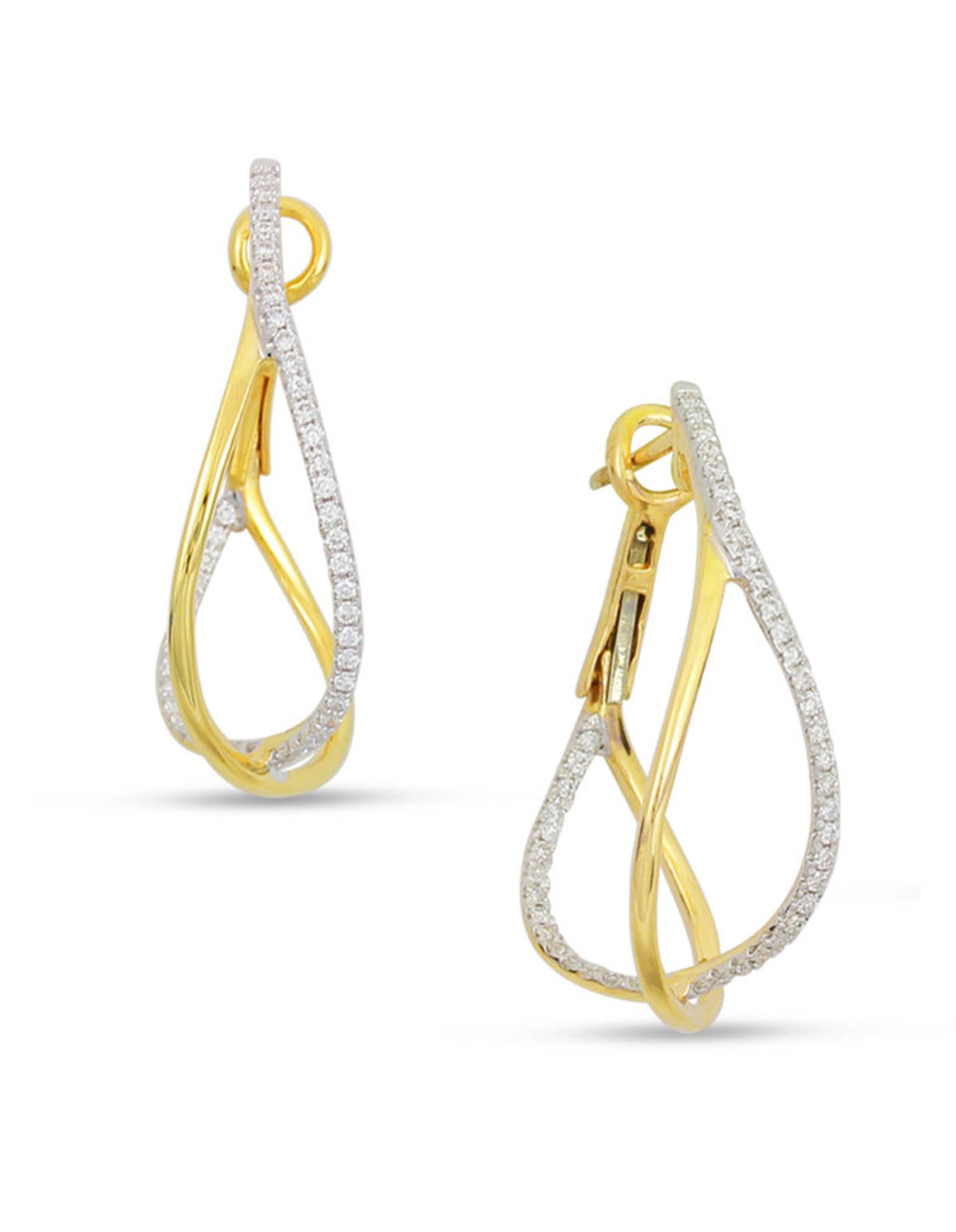 Frederic Sage 14Kt Yellow Gold Diamond Crossover Hoop Earrings