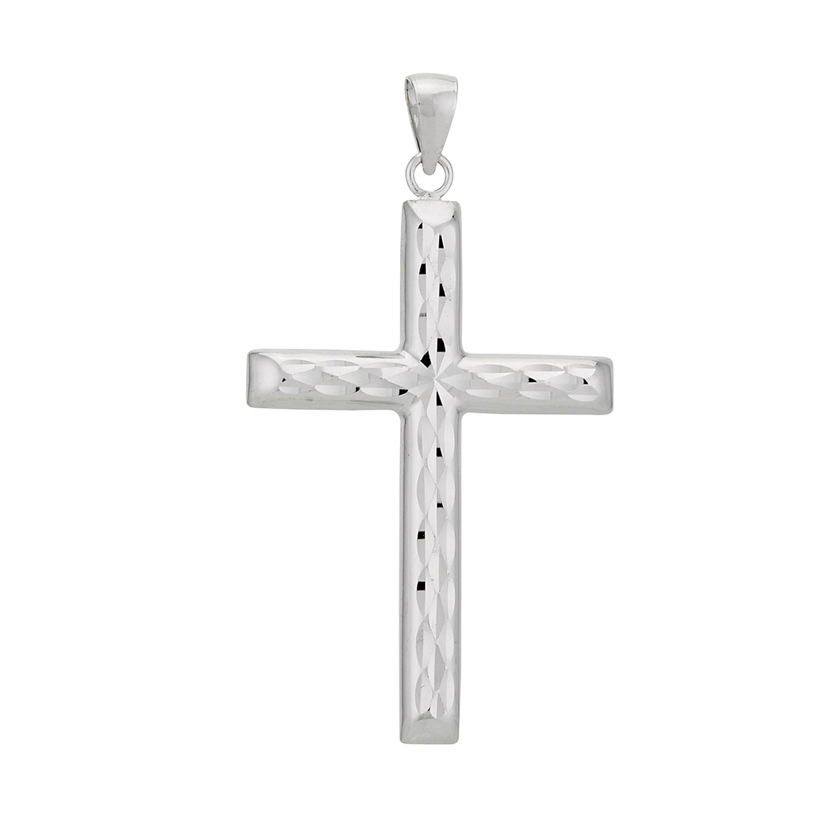 14K White Gold Reversible Cross Pendant