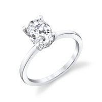 Pure Lasker Platinum Collection Hidden Halo Solitaire Engagement Ring Mounting With 05Cttw Natural Diamond Accents (Color G-H, Clarity Si1) 1Ct Oval Center Diamond Sold Separately.