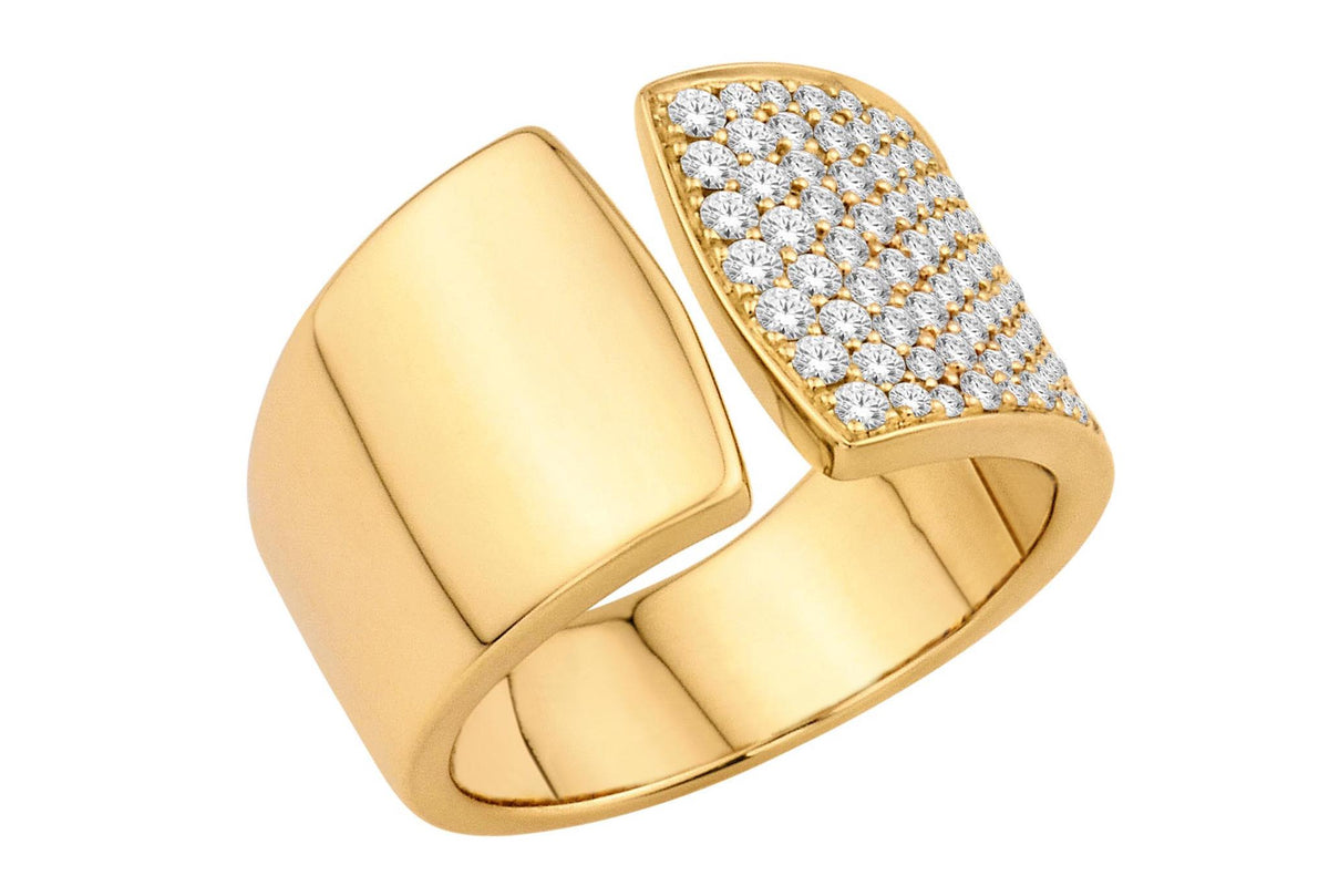 14Kt Yellow Gold Pave' Set Fashion Ring With .98cttw Natural Diamonds