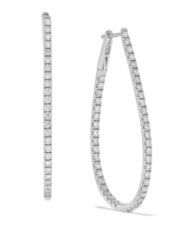 Lasker Lux 14Kt White Gold 1.50cttw (G/H Color - SI1/SI2 Clarity) Diamond Party Hoop Earrings