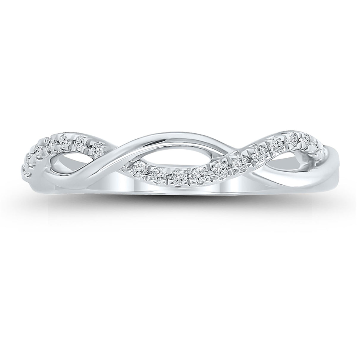 10Kt White Gold Infinity Twist Ring With 0.10cttw Natural Diamonds