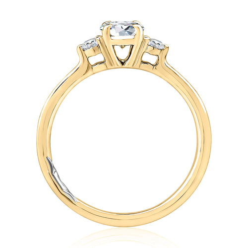 A. Jaffe Three-Stone Engagement Ring in 14K Yellow Gold