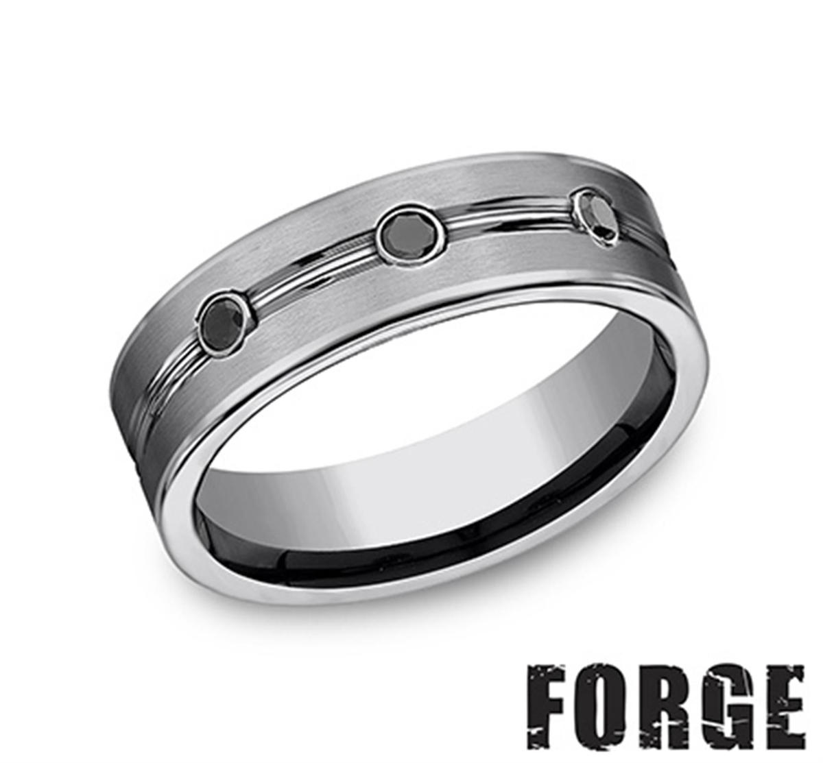 Tungsten Carbide Gray Engraved Wedding Band