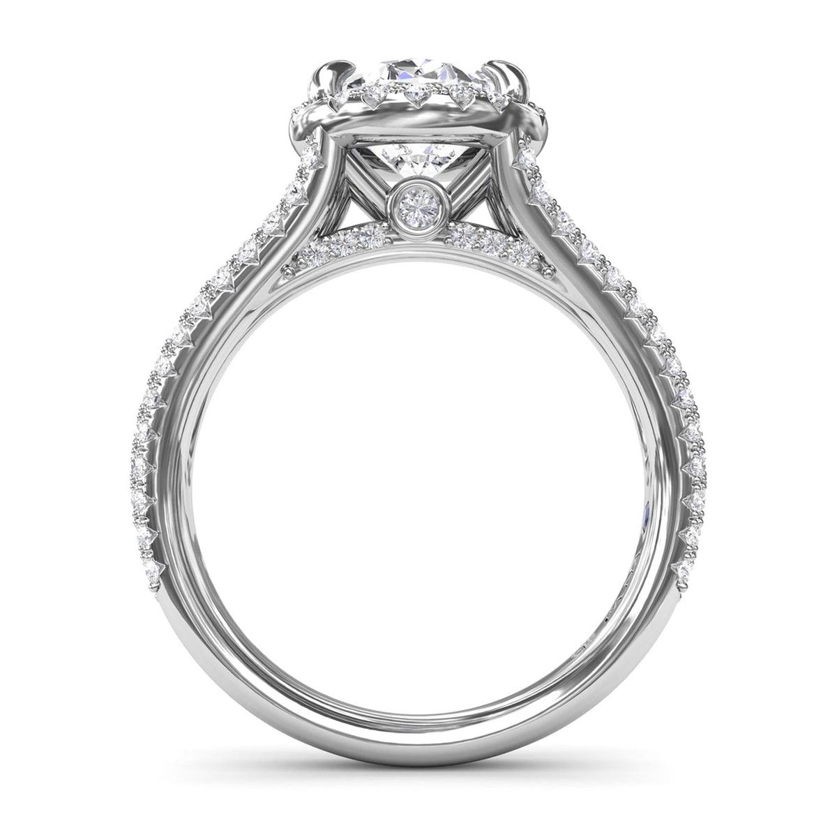 14Kt White Gold Split Shank Engagement Ring Mounting With 0.71cttw Natural Diamonds