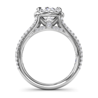 FANA 14Kt White Gold Split-Shank Halo Engagement Ring Mounting - Oval Center Stone Sold Separately