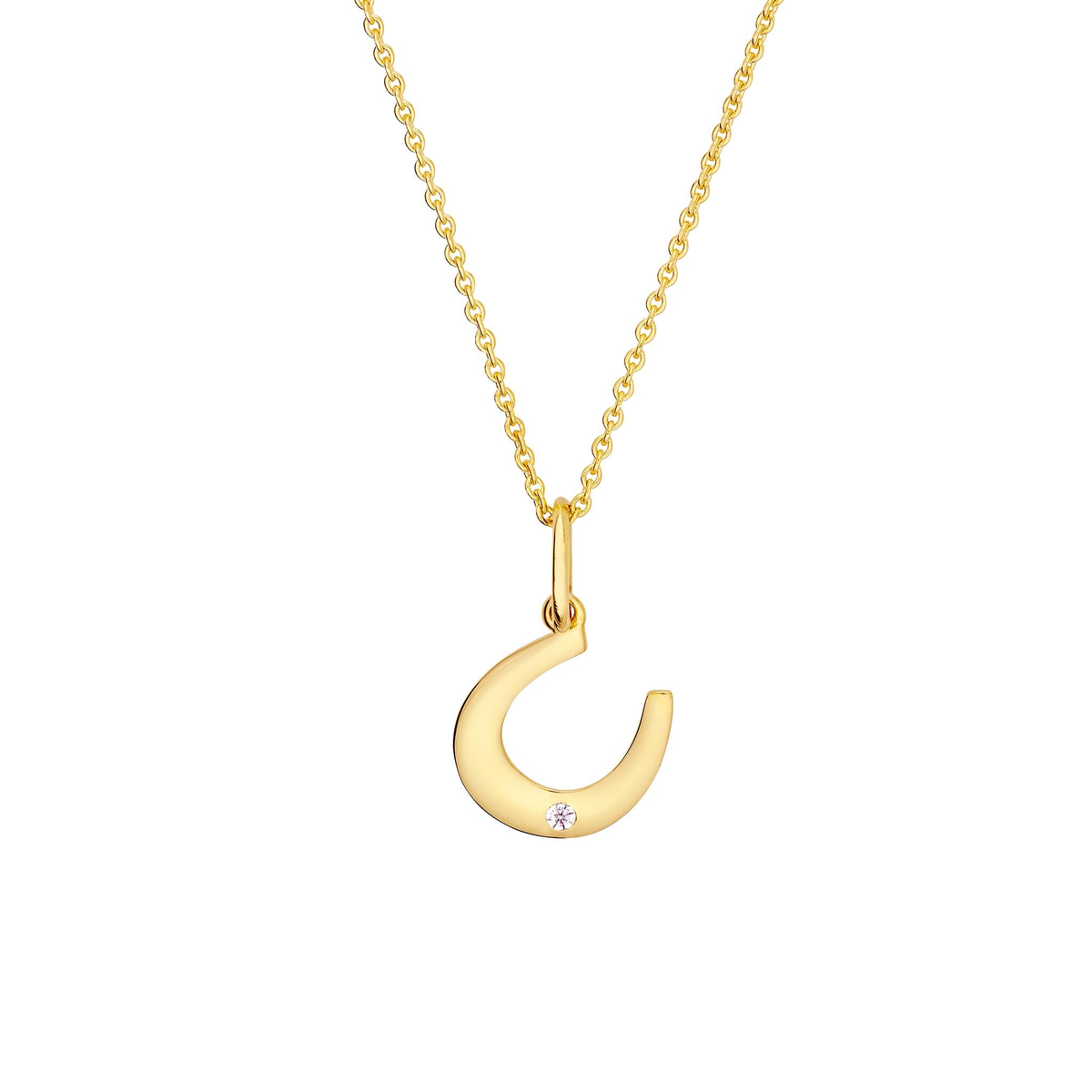 14Kt Yellow Gold Horshoe Pendant with Accent Diamond