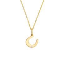 14Kt Yellow Gold Horshoe Pendant with Accent Diamond