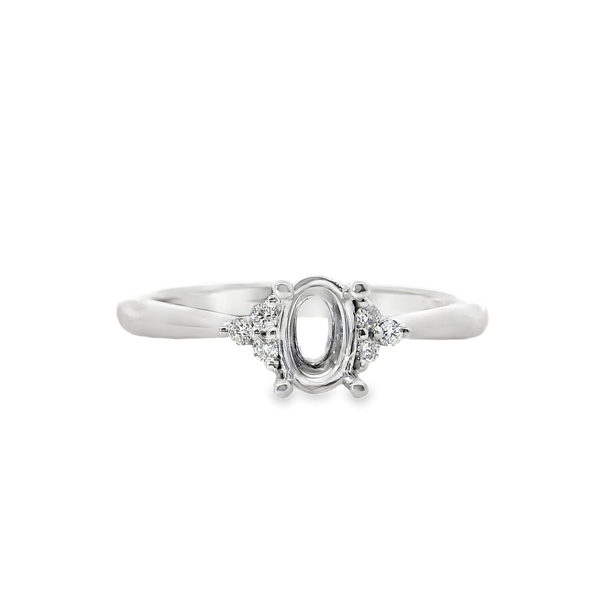 18Kt White Gold Engagement Ring Setting with 6=.06cttw Natural Diamonds