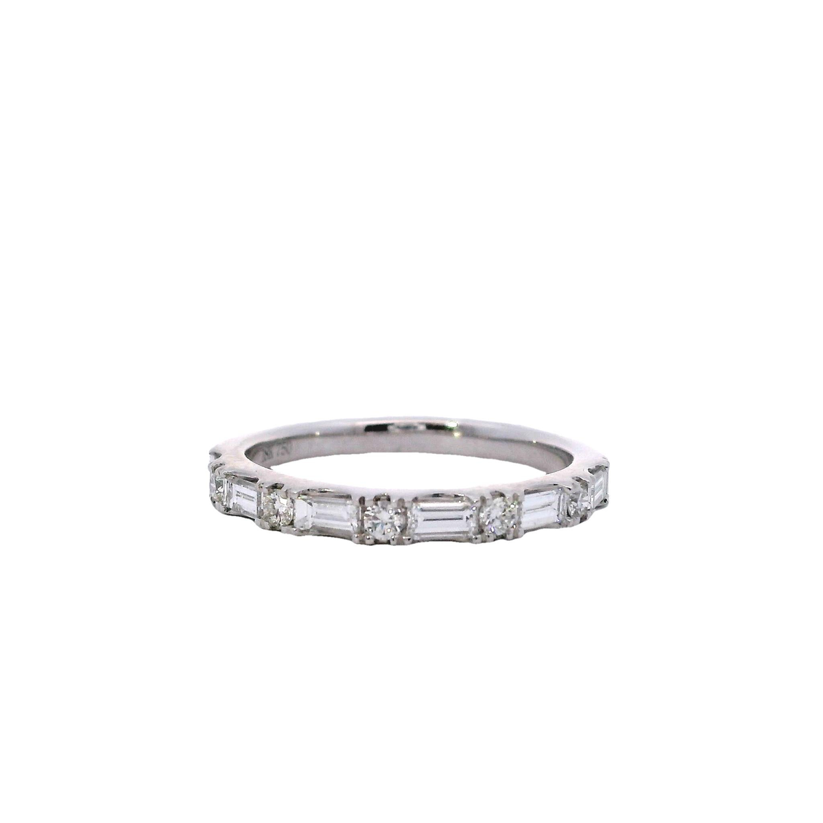 18Kt White Gold Alternating Baguette (6.15cttw) and Round (4.11cttw) Diamond Band Color: G-H Clarity SI1