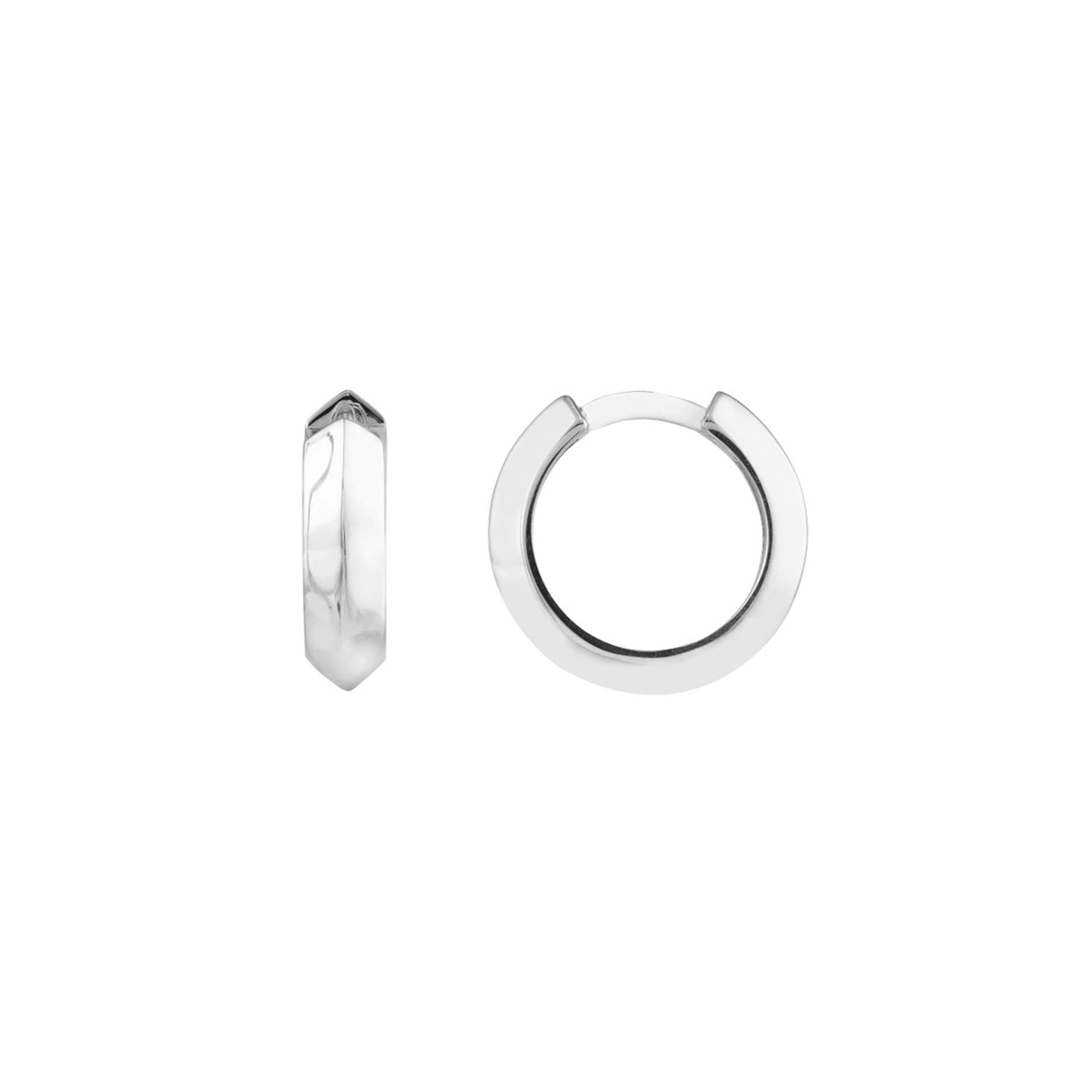 14Kt White Gold Round Hoop Earrings