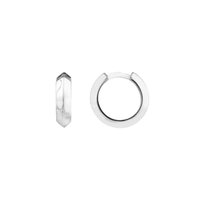 14Kt White Gold Round Hoop Earrings