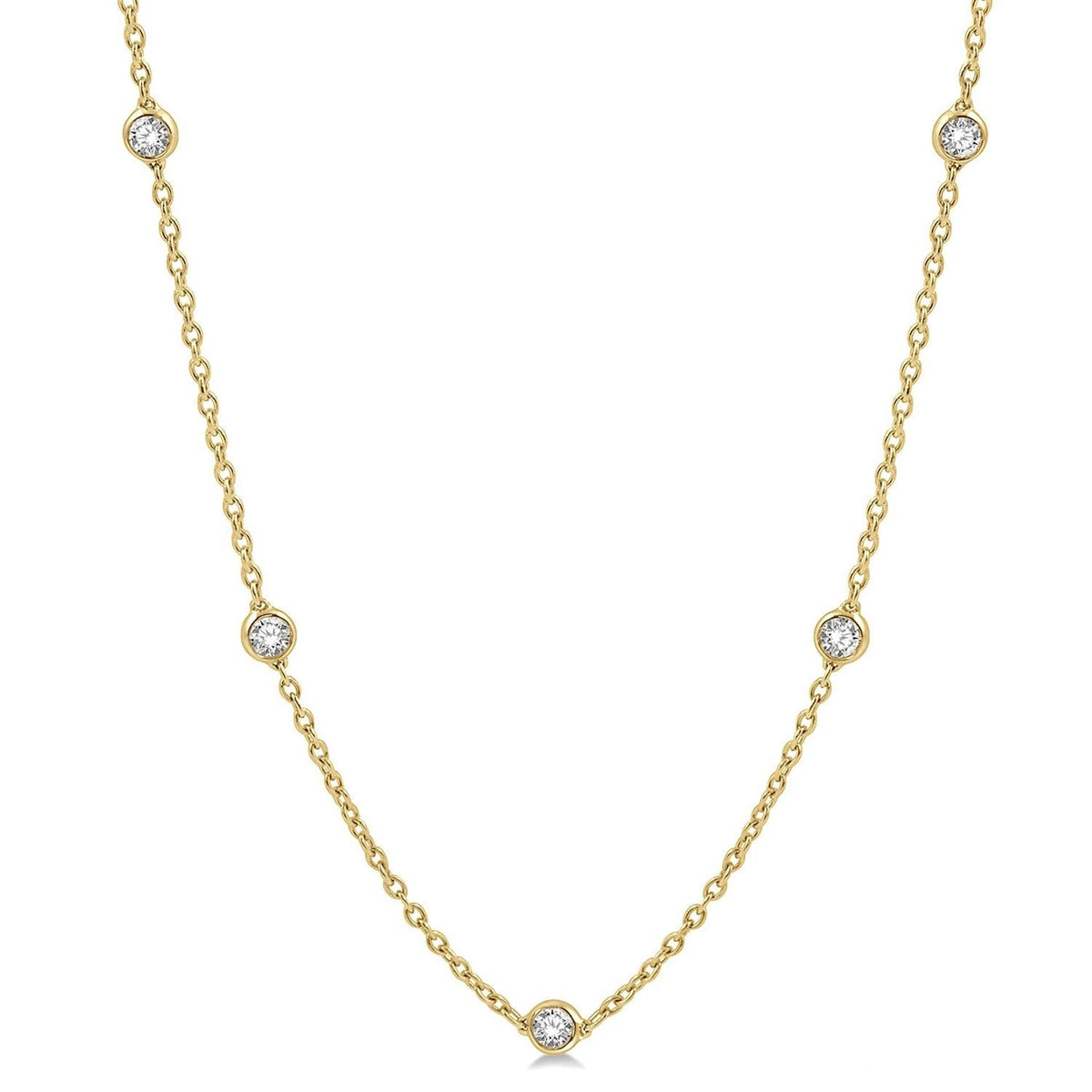 14Kt Yellow & White Gold Milestone Necklace with .75cttw Natural Diamonds