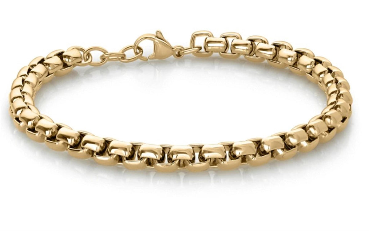 Italgem Stainless Steel Gold IP Plated Box Chain Bracelet