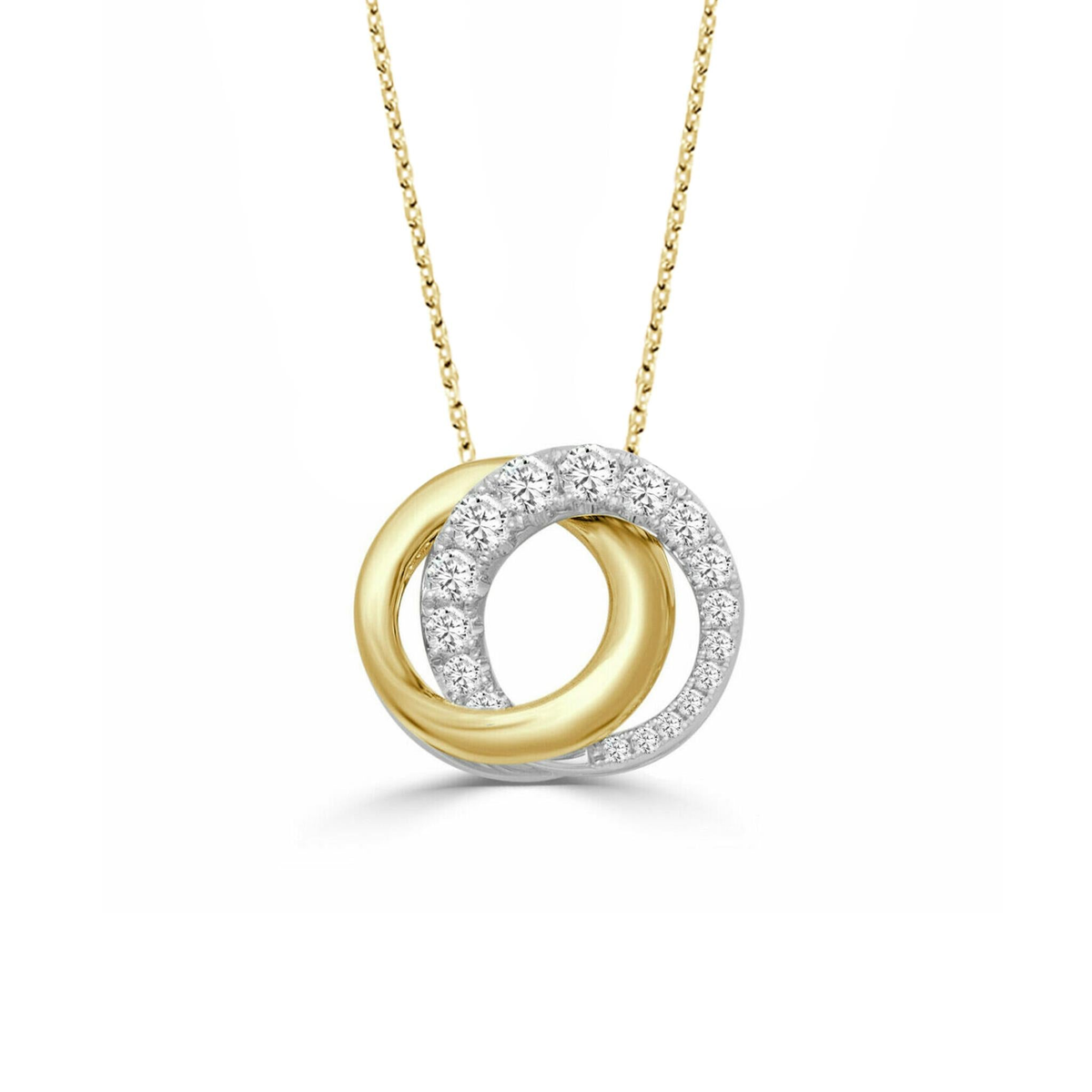 Frederic Sage14Kt Yellow & White Gold Small Love Halo Pendant With .27cttw Natural Diamonds